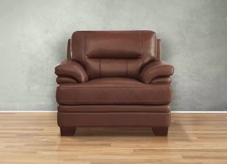 Calizor Pecan Leather Upholstered Lounge Chair