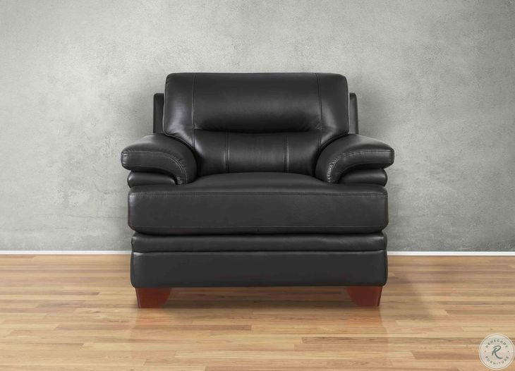 Calizor Black Leather Upholstered Lounge Chair