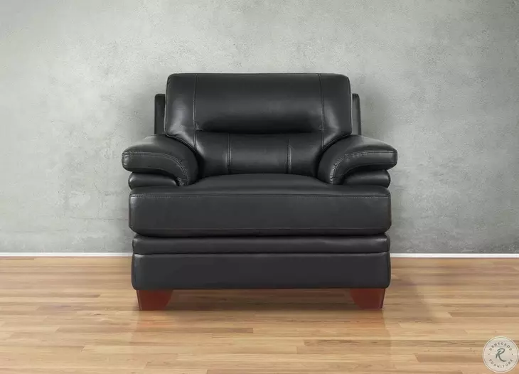 Calizor Black Leather Upholstered Lounge Chair