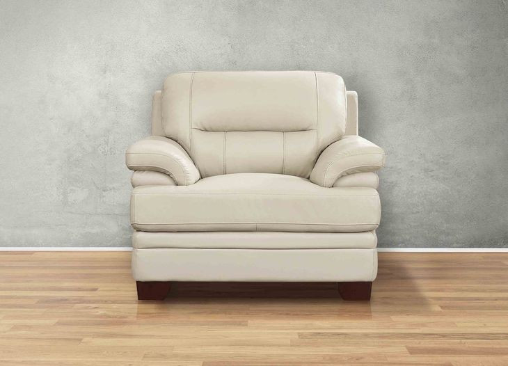 Calizor Vanilla Leather Upholstered Lounge Chair