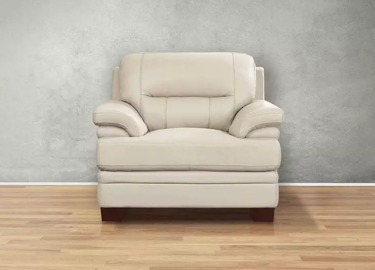 Calizor Vanilla Leather Upholstered Lounge Chair