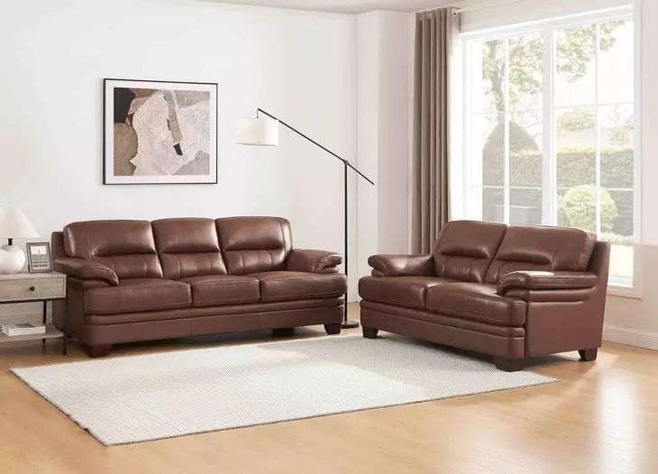 Calizor Pecan Leather 66" Loveseat