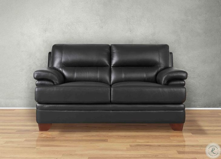 Calizor Black Leather 66" Loveseat