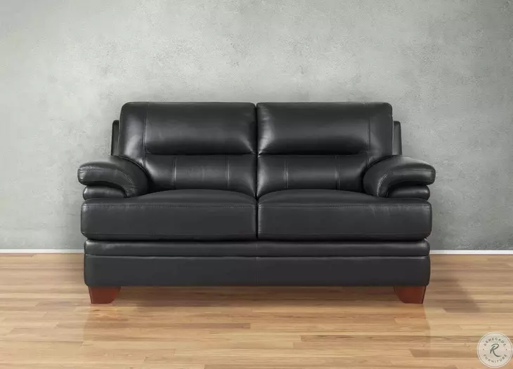 Calizor Black Leather 66" Loveseat