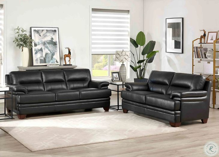 Calizor Black Leather 66" Loveseat