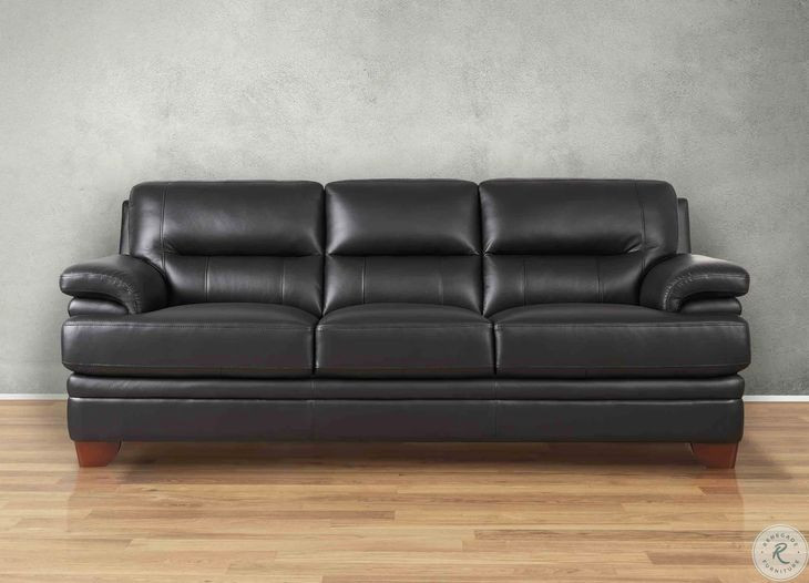 Calizor Black Leather 88" Sofa