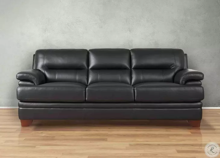 Calizor Black Leather 88" Sofa