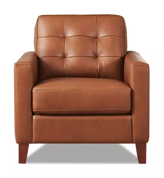 Cassian Nutmeg Leather Upholstered Accent Chair