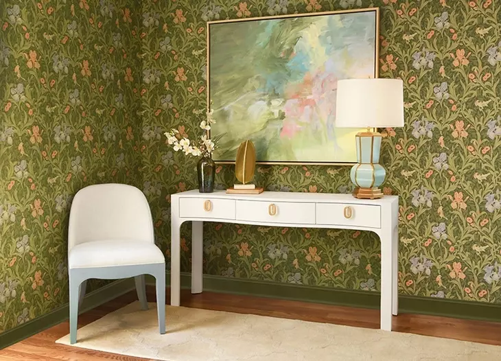 Sadie White and Blue Performance Fabric Dining Chair