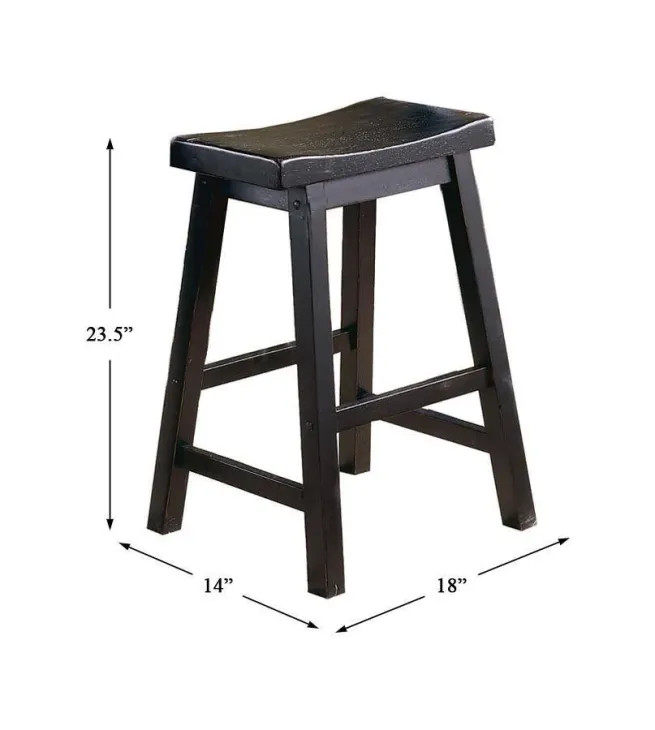 Saddleback Black 24" Counter Height Stool Set of 2