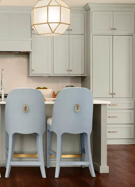 Sadie White and Blue Performance Fabric Counter Height Stool