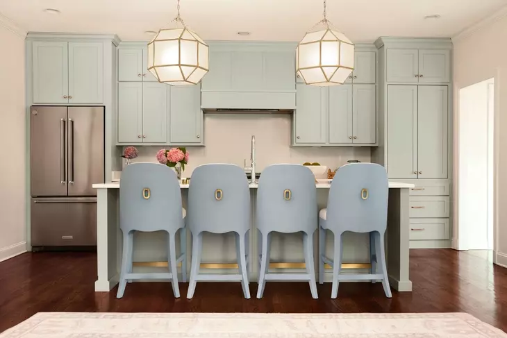 Sadie White and Blue Performance Fabric Counter Height Stool