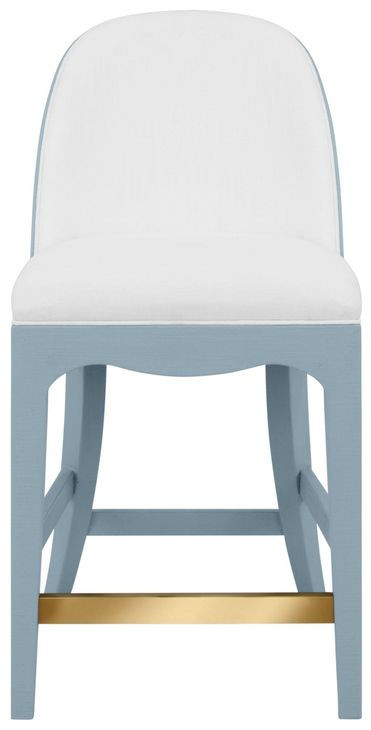 Sadie White and Blue Performance Fabric Counter Height Stool