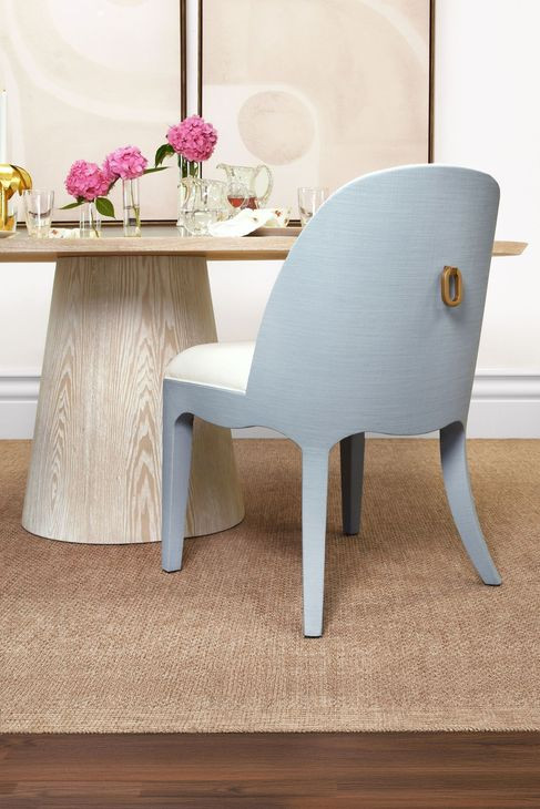 Sadie White and Blue Performance Fabric Dining Chair