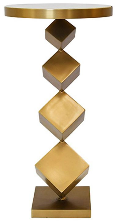 Salvador Gold Round Marble Top Side Table