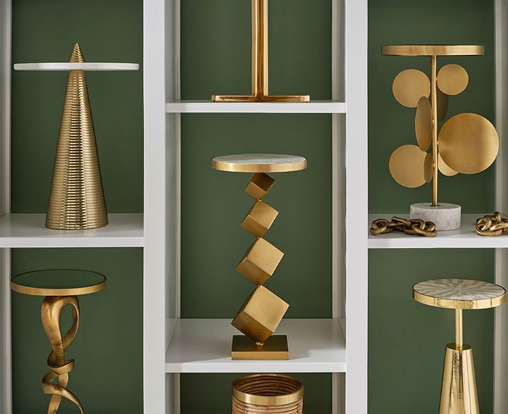 Salvador Gold Round Marble Top Side Table