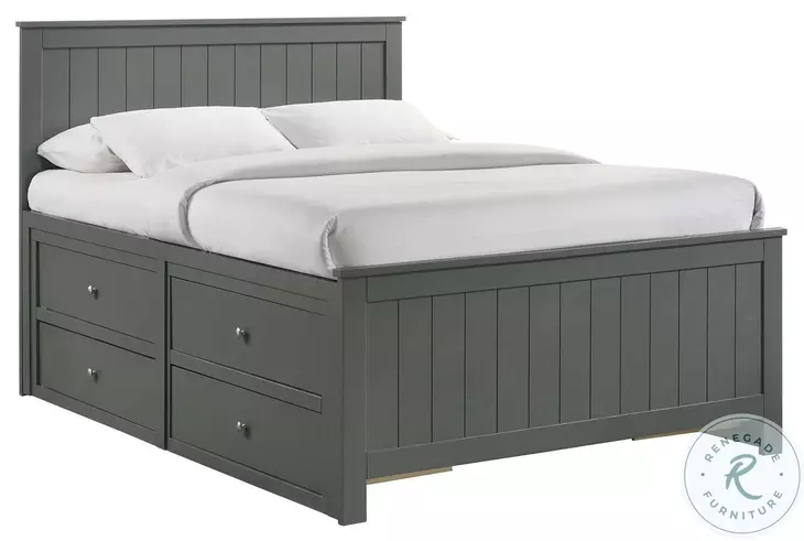 Santino Grey Full Storage Panel Bed