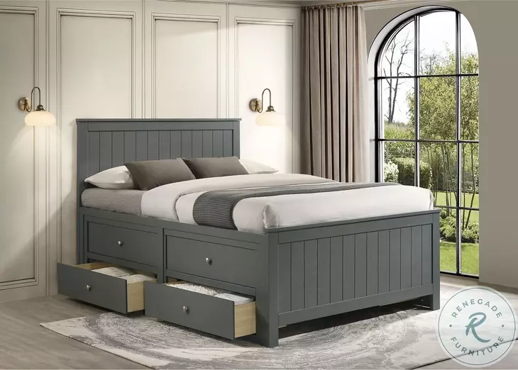 Santino Grey Full Storage Panel Bed