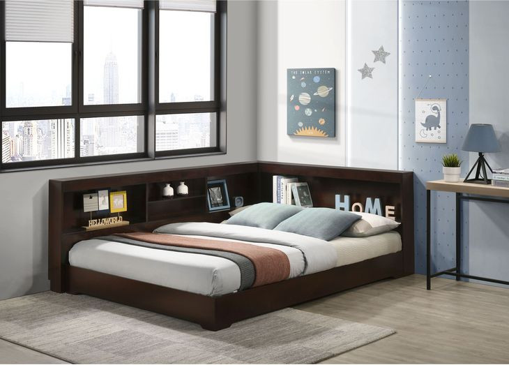 Santino Espresso Full Bookcase Platform Bed