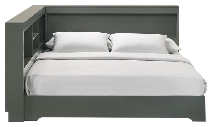 Santino Gray Full Bookcase Platform Bed