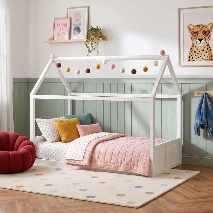 Santino White Full Montessori Bed