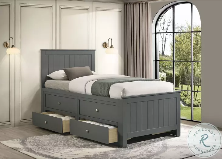 Santino Grey Twin Storage Panel Bed
