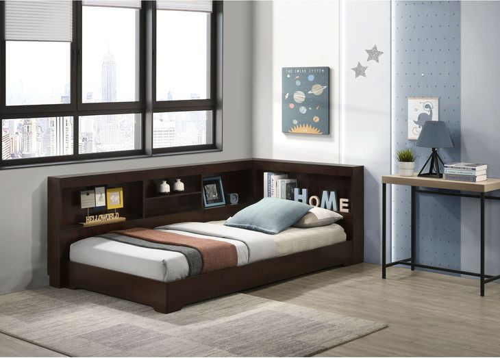 Santino Espresso Twin Bookcase Platform Bed
