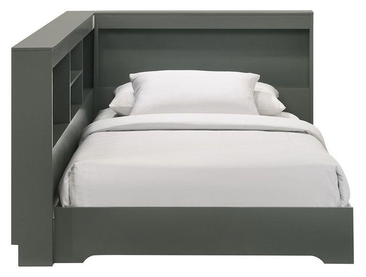 Santino Gray Twin Bookcase Platform Bed