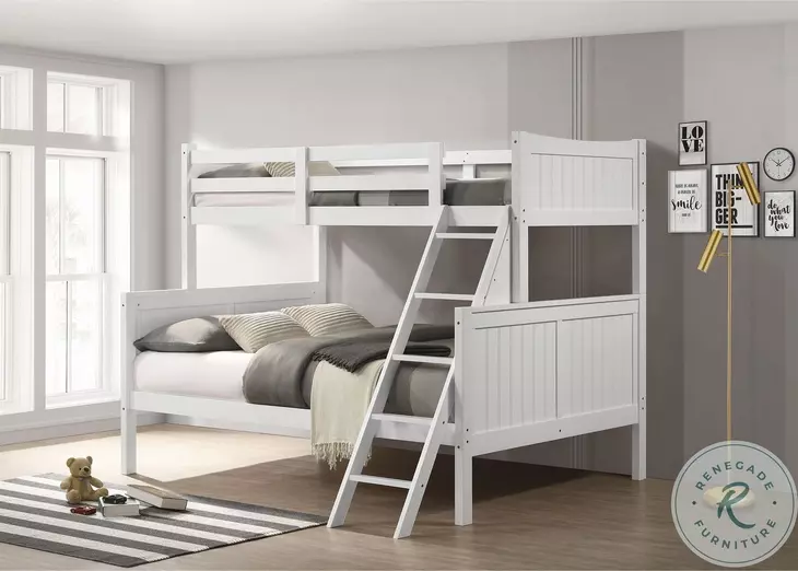 Santino White Twin Over Full Bunk Bed