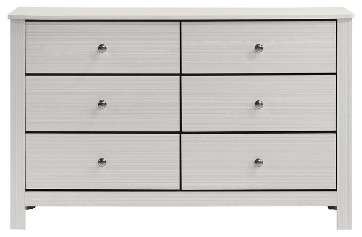 Santino White 6 Drawer Dresser