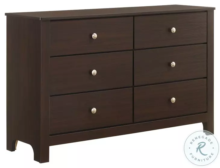 Santino Espresso 6 Drawer Youth Dresser