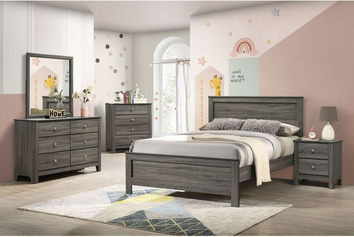 Santino Gray Full Panel Bed