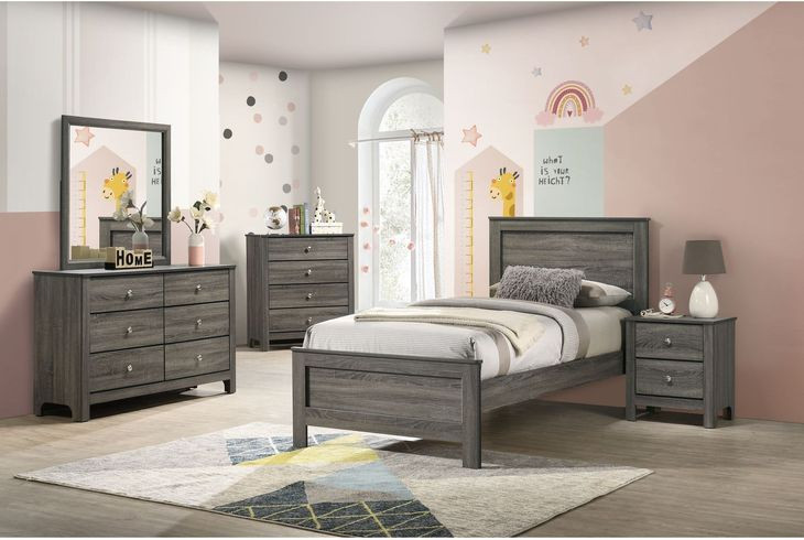 Santino Gray Twin Panel Bed