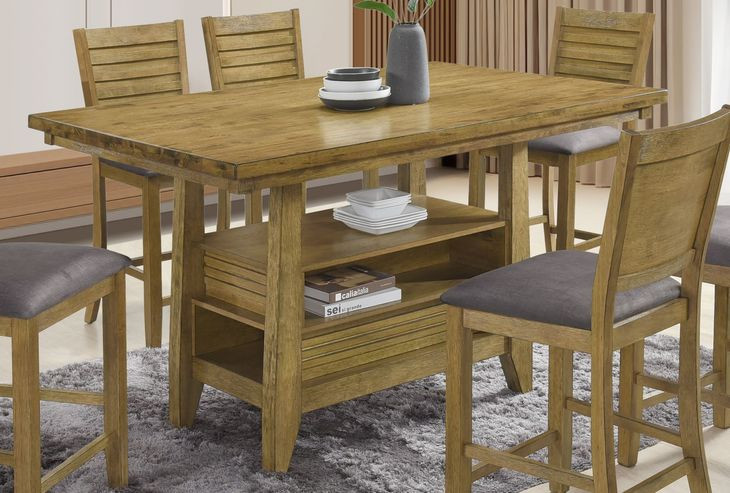 San Antonio Antique Brown Rectangular Counter Height Dining Room Set