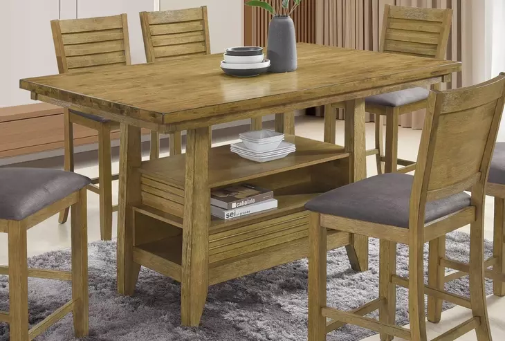 San Antonio Antique Brown Rectangular Counter Height Dining Room Set