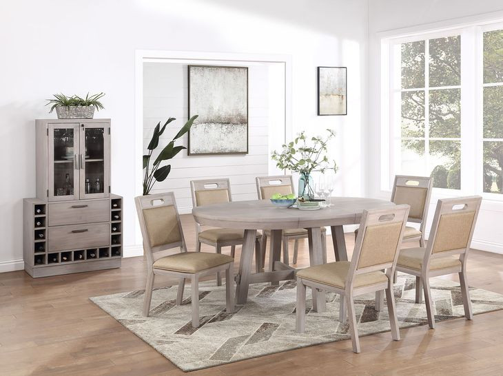 Sand Barrens Brown Round Extendable Dining Room Set