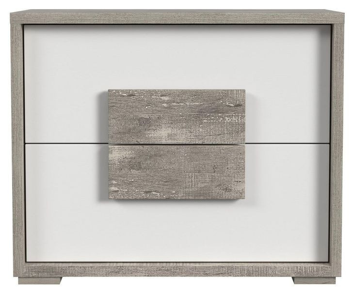 Vega White and Gray 2 Drawer Nightstand with USB Charging