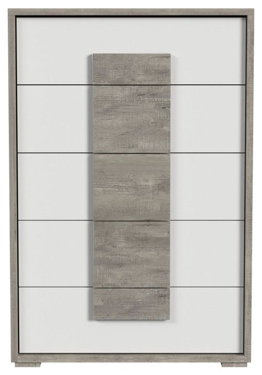 Vega Whites and Gray 5 Drawer Chest