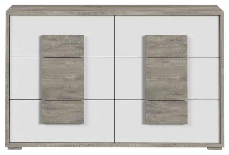 Vega White and Gray 6 Drawer Dresser