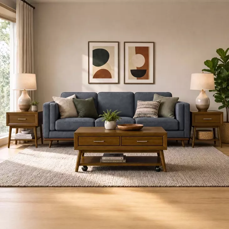 Veronica Walnut Occasional Table Set with Casters