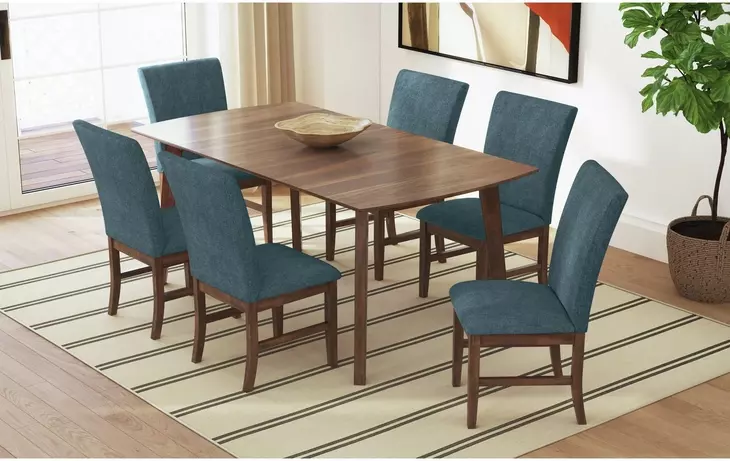 Veronica Denim Blue Upholstered Dining Side Chair Set of 2