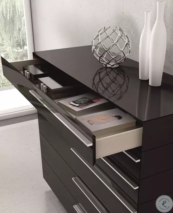 Santana Black 6 Drawer Chiffonier