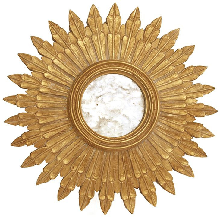 Santo Gold Leaf Sunburst Round Wall Mirror
