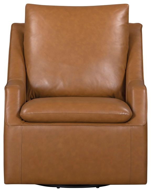 Asher Steamboat Ecru Leather Swivel Accent Chair