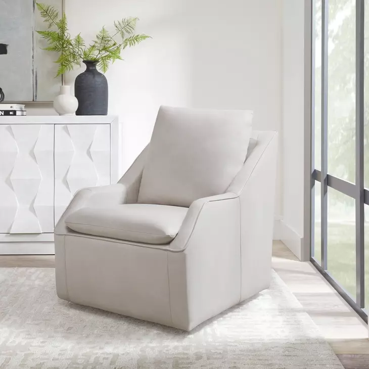 Asher Steamboat Ice Leather Swivel Accent Chair