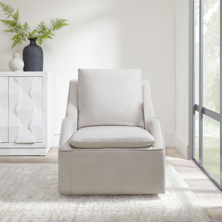 Asher Steamboat Ice Leather Swivel Accent Chair