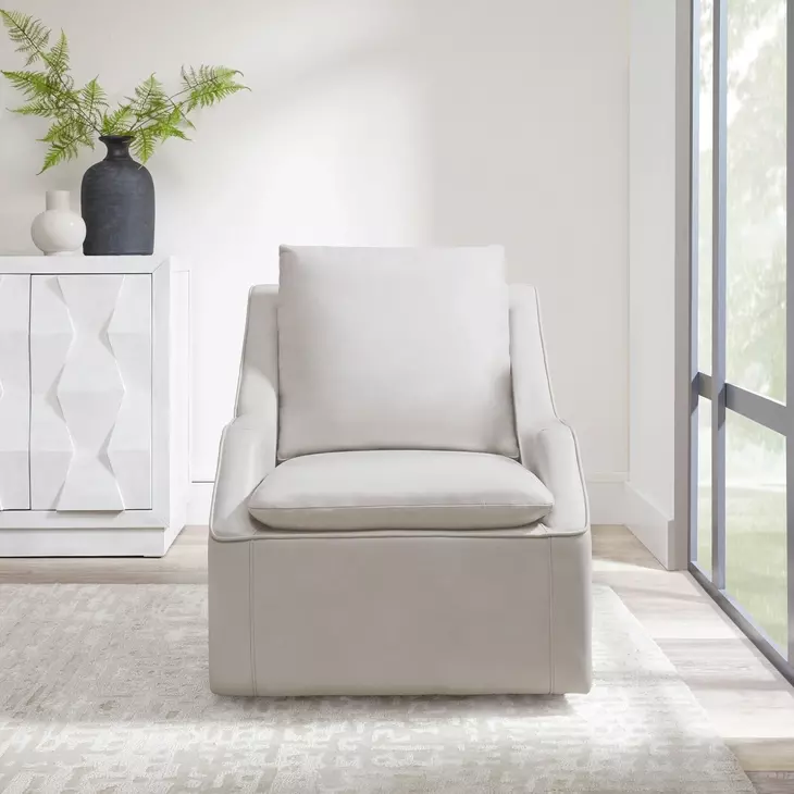Asher Steamboat Ice Leather Swivel Accent Chair