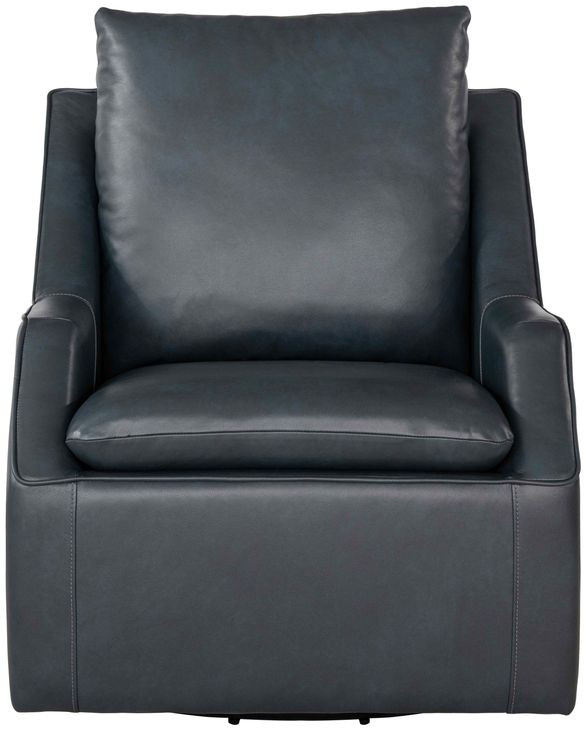 Asher Steamboat Marine Leather Swivel Accent Chair