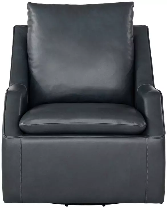 Asher Steamboat Marine Leather Swivel Accent Chair