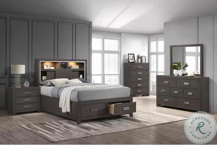 Roma Dark Gray 7 Drawer Dresser And Mirror